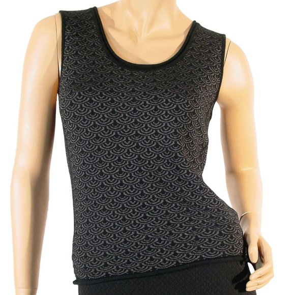 ARMANI COLLEZIONI Wool Scalloped/Scales Sleeveless Tank Sweater - Picture 1 of 7